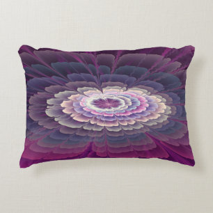 Coussins Décoratifs Fleur frappante abstraite fractale couleur rose