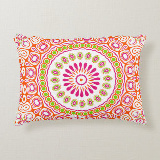 Coussins Décoratifs Fleur Mandala de printemps rose vif et orange