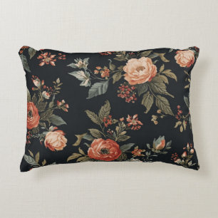 Coussins Décoratifs Fleur orangé brûlé, sauge noire, Cottagecore foncé