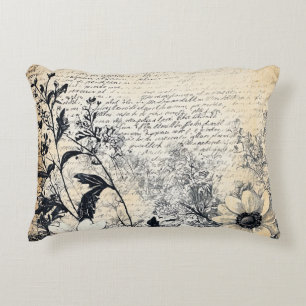 Coussins Décoratifs Fleur rustique et calligraphie - Papier Brown viei