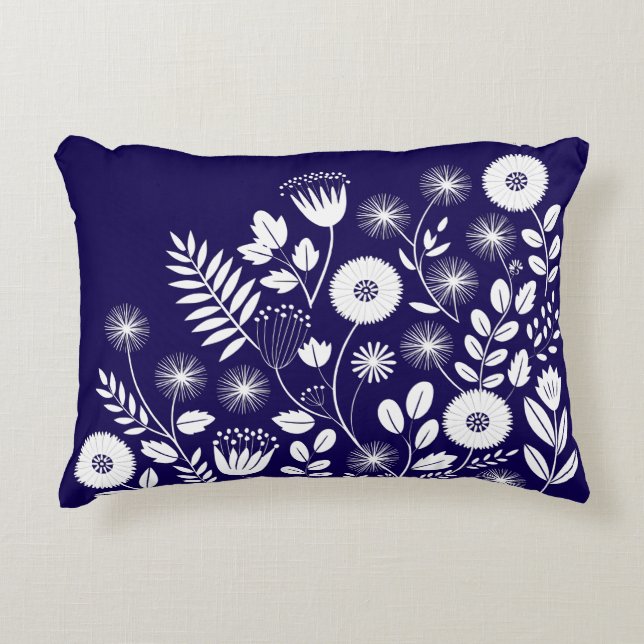 Coussins Décoratifs Fleur sauvage Boho violet et blanc (Devant)