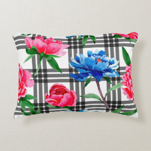 Coussins Décoratifs Fleur sauvage rouge et bleu pivoines fleurs motif