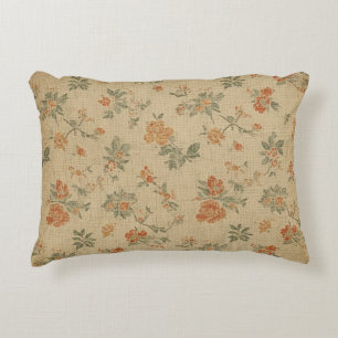 Coussins Décoratifs Fleur vintage orange brûlé et vert sauge