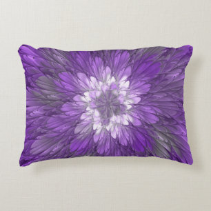 Coussins Décoratifs Fleur Violette Psychedelique Art Fractal Abstrait