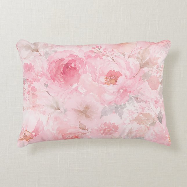 Coussins Décoratifs Fleurs aquarelles Blush Bloom (Devant)