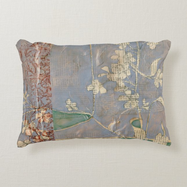 Coussins Décoratifs Fleurs blanches sur Arrière - plan de papier journ (Devant)