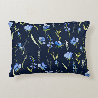 Coussins Décoratifs Fleurs bleues rustiques : Illustration botanique.