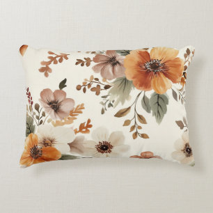 Coussins Décoratifs Fleurs Crème Orange
