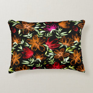 Coussins Décoratifs Fleurs d'aquarelle rouge 3