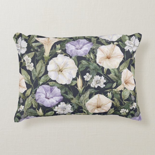 Coussins Décoratifs Fleurs de pétunia crème lavande pourpre   (Devant)
