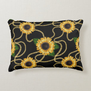 Coussins Décoratifs Fleurs de soleil jaunes élégantes Motif élégant su
