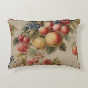 Coussins Décoratifs Fleurs Délicates et Fruits Français. Style Peint
