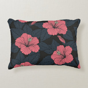 Coussins Décoratifs Fleurs d'Hibiscus : papier peint transparent foncé