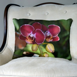 Coussins Décoratifs Fleurs d'orchidées de Maroon et bourgeons floraux