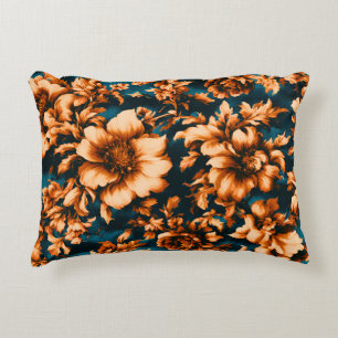 Coussins Décoratifs Fleurs dorées luxueuses exquises, feuilles sur fon
