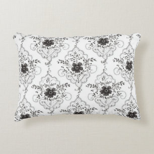 Coussins Décoratifs Fleurs en faux dentelle noir blanc