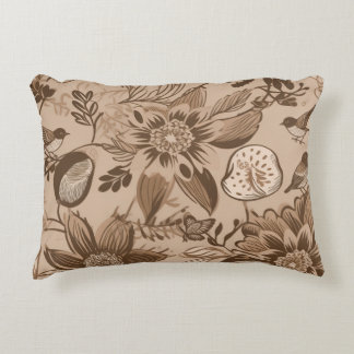 Coussins Décoratifs Fleurs et oiseaux brunâtres