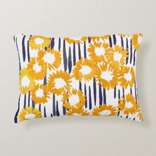 Coussins Décoratifs Fleurs Jaunes : Vintage peint à la main