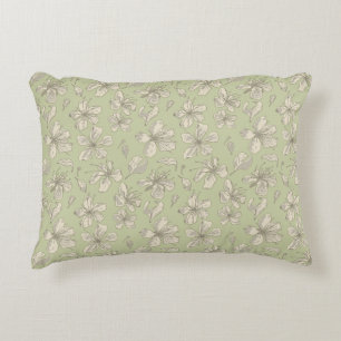 Coussins Décoratifs Fleurs jetées sur vert olive - motif sans soudure.