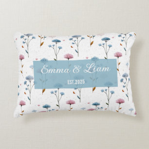 Coussins Décoratifs Fleurs personnalisées minimales bleues et roses vi
