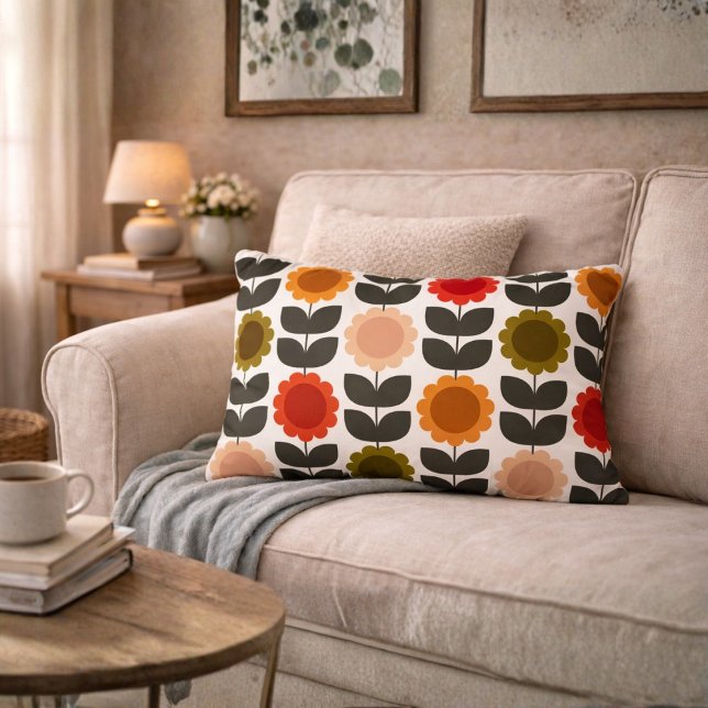 Coussins Décoratifs Fleurs rétro groovy modernité du milieu du siècle (Créateur téléchargé)
