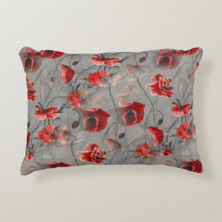 Coussins Décoratifs Fleurs rouges sur Gris foncé, Pépites rouges à pap