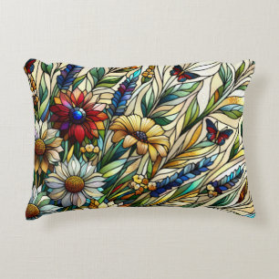 Coussins Décoratifs Fleurs sauvages et papillons de design en verre