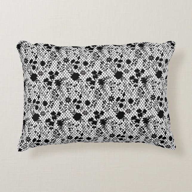 Coussins Décoratifs Fleurs sur net 01.wx4 Blanc BG (Devant)