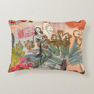 Coussins Décoratifs Fleurs Vintage Hula Coloré Hawaïen Tropical