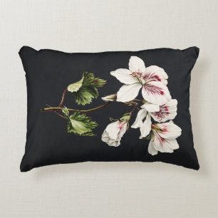 Coussins Décoratifs Fleurs vintages blanches et roses sur noir