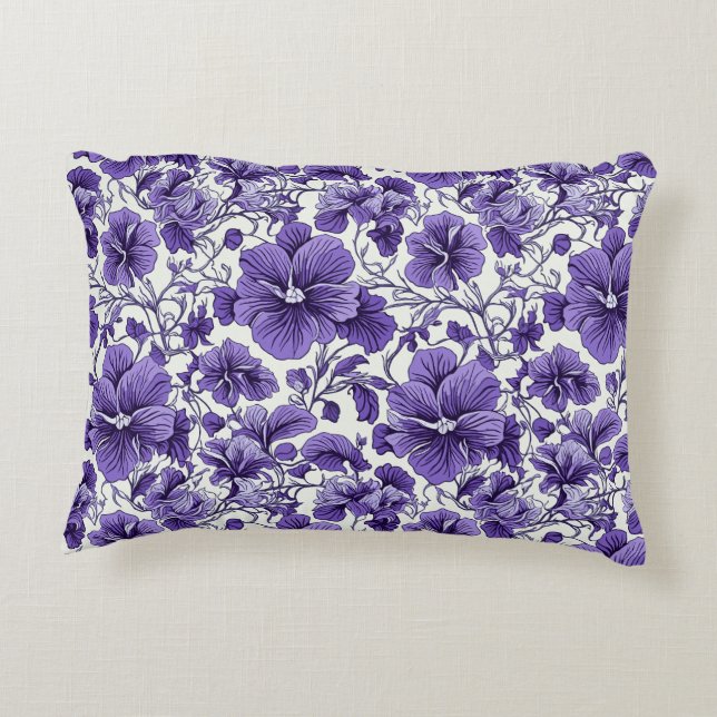 Coussins Décoratifs Fleurs violettes violettes pourpres Motif végétal (Dos)