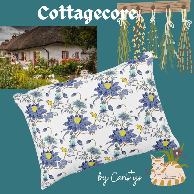 Coussins Décoratifs Floral bleu et jaune (Créateur téléchargé)