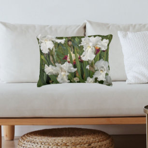 Coussins Décoratifs Floral d'Iris à poils blancs