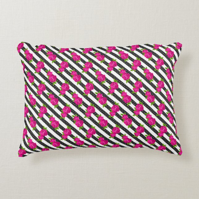 Coussins Décoratifs Floral Pink en stripes verticales (Devant)