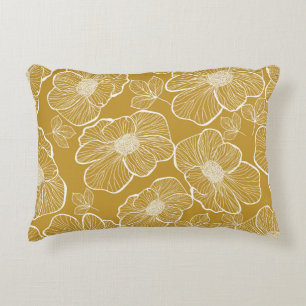 Coussins Décoratifs Florale d'or monochrome : Abstrait sans fil