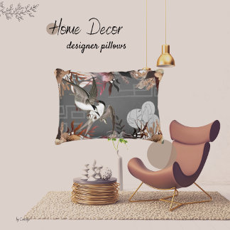 Coussins Décoratifs Flore, Oiseaux, Arrière - plan gris ardoise