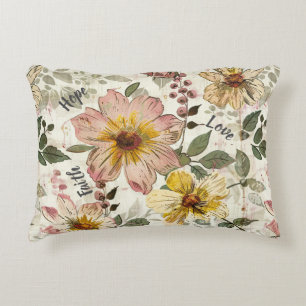 Coussins Décoratifs Foi Espoir Amour Floral Inspirant