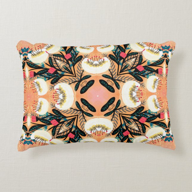 Coussins Décoratifs Folk floral symétrique sans couture motif main pai (Devant)