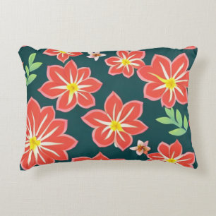 Coussins Décoratifs Fond noir motif floral rouge