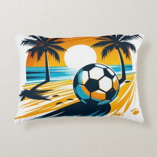 Coussins Décoratifs Football de plage rétro d'été tropical Coucher de