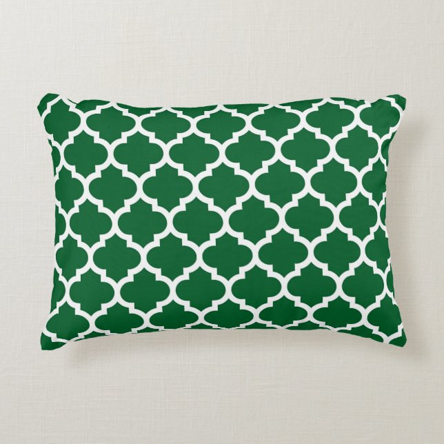 Coussins Décoratifs Forest Green White Moroccan Quatrefoil Pattern #5 (Devant)