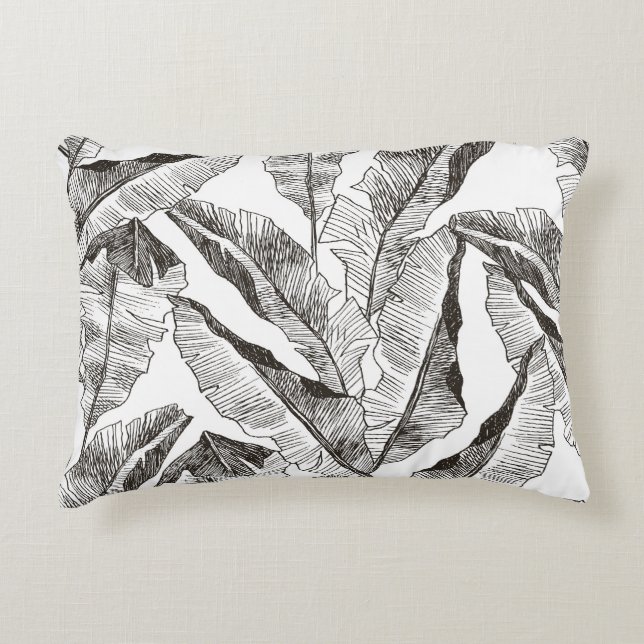 Coussins Décoratifs Forêt blanche noire : Motif Plante tropical (Devant)