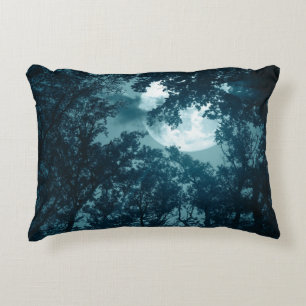 Coussins Décoratifs Forêt nocturne enchanteresse avec Pleine lune