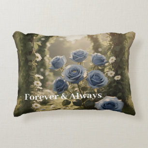 Coussins Décoratifs Forever & Always – Cadeau floral de rose bleue rom