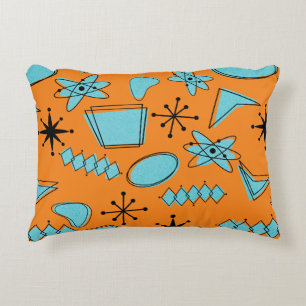 Coussins Décoratifs Formes atomiques MCM Turquoise sur orange
