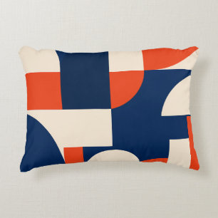 Coussins Décoratifs Formes Géométriques Gras en Bleu Nuit Orange et Bl