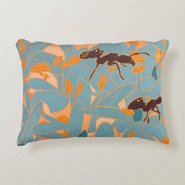 Coussins Décoratifs Fourmis avec fleurs bleues Flore australienne (Devant)