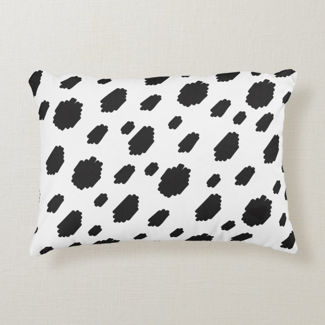 Coussins Décoratifs Fourrure de vache noire et blanche à taches (Devant)