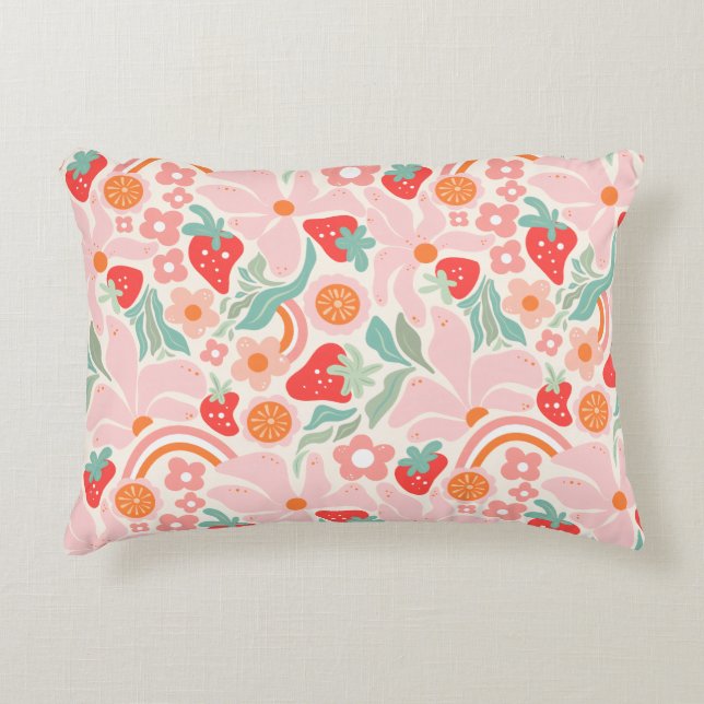 Coussins Décoratifs Fraise rétro pastel  (Devant)
