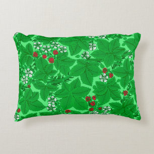 Coussins Décoratifs Fraises et Feuilles Art Nouveau, Lime Green